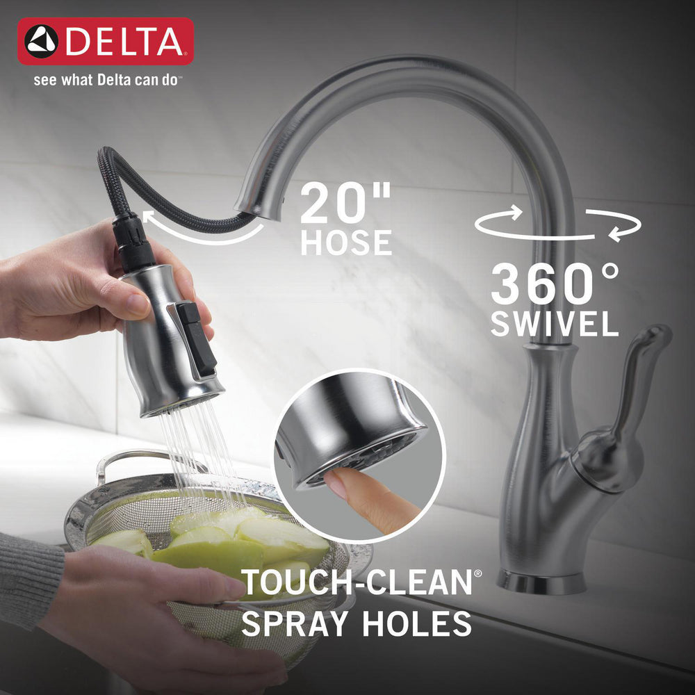 Delta LELAND Single Handle Pull-Down Kitchen Faucet with ShieldSpray Technology- Arctic Stainless