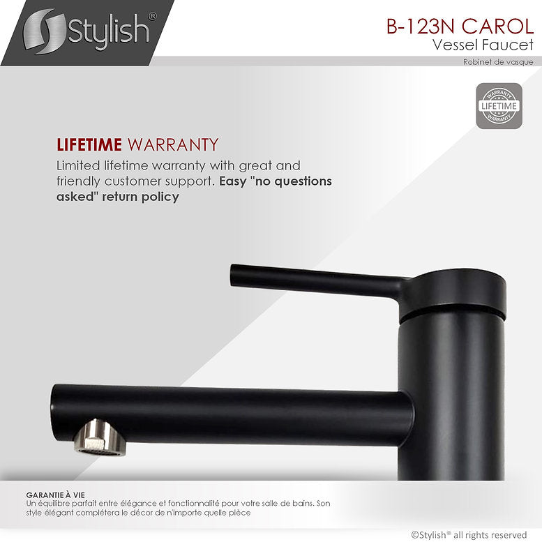 Stylish Stylish Carol Bathroom Faucet Single Handle Matte Black Finish B-123N