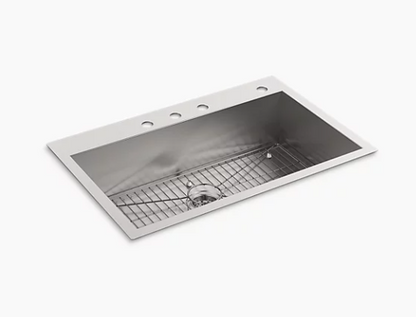 Kohler Vault 33" X 22" X 9-5/16" Top-mount/undermount Large Single-bowl Kitchen Sink With 4 Faucet Holes