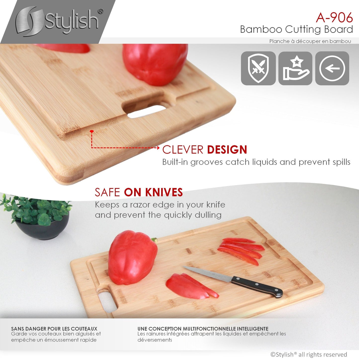Stylish Stylish 16" Workstation Sink Bamboo Cutting Board A-906