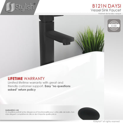 Stylish Daysi 12" Single Hole Single Handle Vessel Bathroom Faucet in Matte Black B-121N