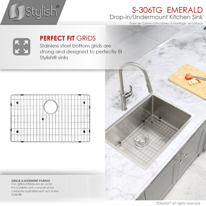 Stylish Emerald 28" x 18" Single Bowl Drop-in/Undermount Stainless Steel Kitchen Sink S-306TG