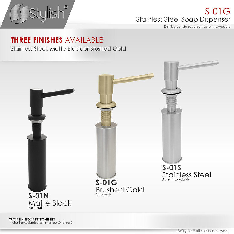Stylish Stainless Steel Soap Dispenser Pump Liquid Hand Lotion Dispenser S-01G