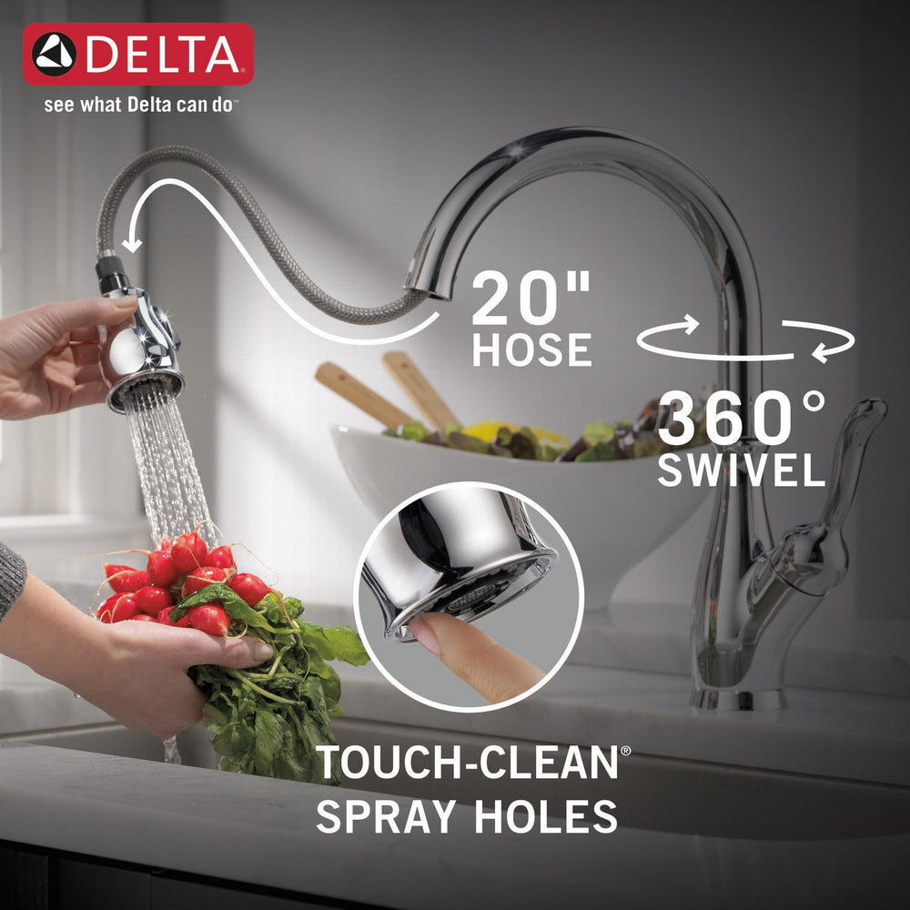 Delta LELAND Single Handle Pull-Down Kitchen Faucet with ShieldSpray Technology- Chrome