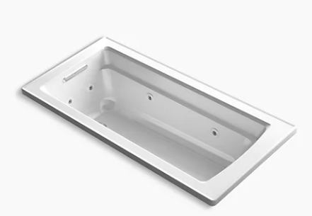 Kohler Archer 66" x 32" drop-in whirlpool bath with Bask heated surface - White
