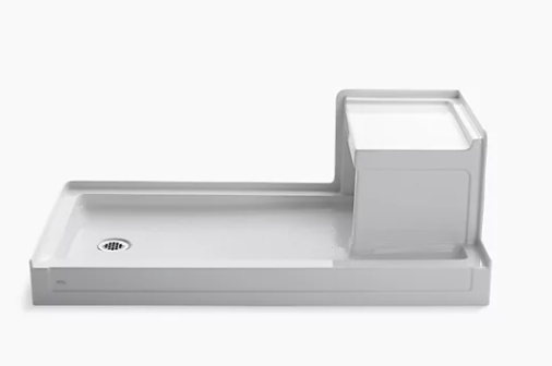 Kohler Tresham 60" x 32" single threshold left-hand drain shower base with integral right-hand seat - White
