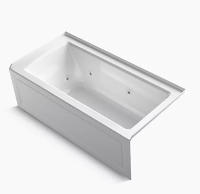 Kohler Archer 60" x 30" alcove whirlpool bath with integral flange and right-hand drain -  White