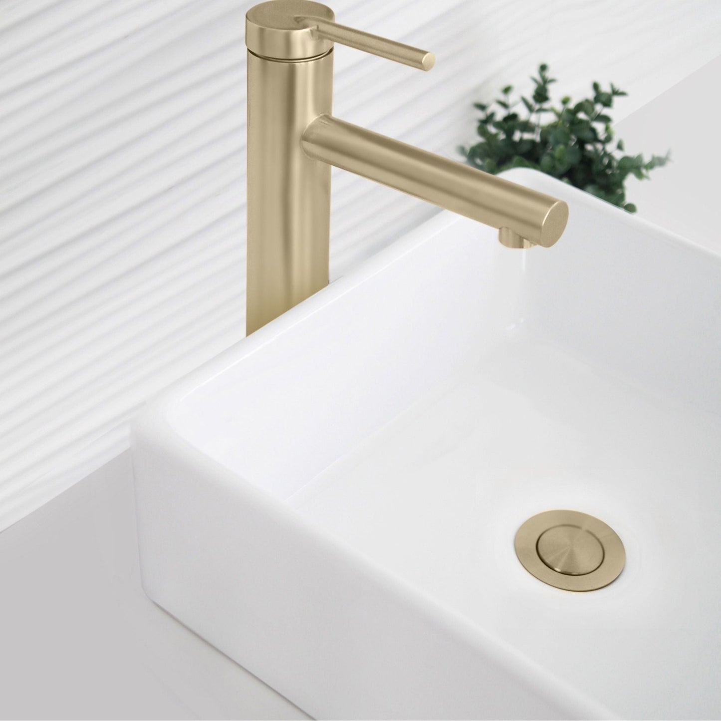 Stylish Stainless Steel Bathroom Sink Pop-Up Drain without Overflow Brushed Gold Finish D-703G