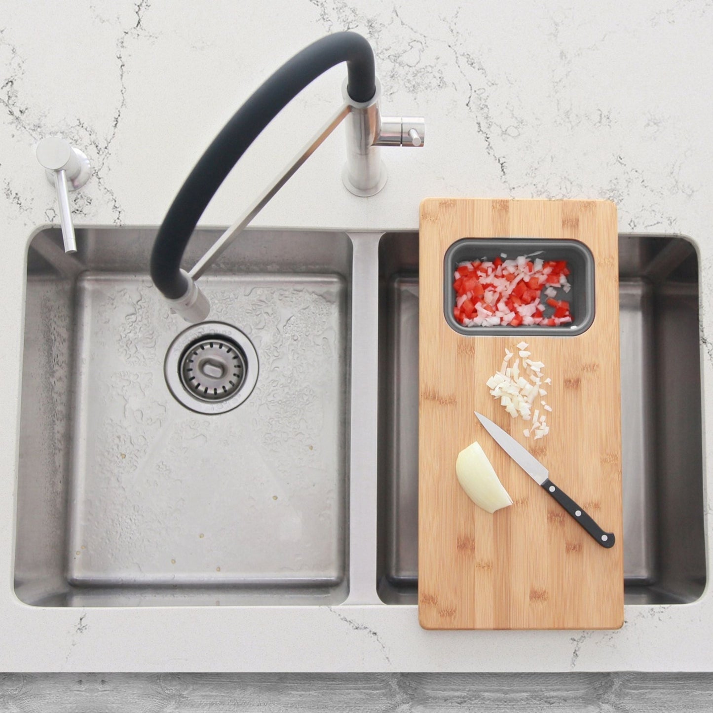 Stylish 18" Over The Sink Serving Board With 1 Container A-913