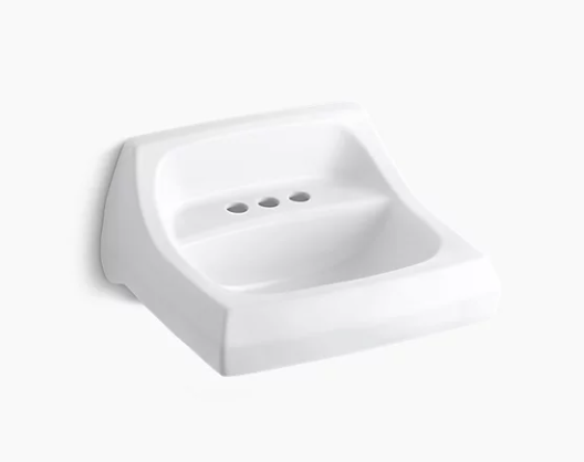 Kohler Kingston21-1/4" X 18-1/8" Wall-mount/concealed Arm Carrier Bathroom Sink With 4" Centerset Faucet Holes