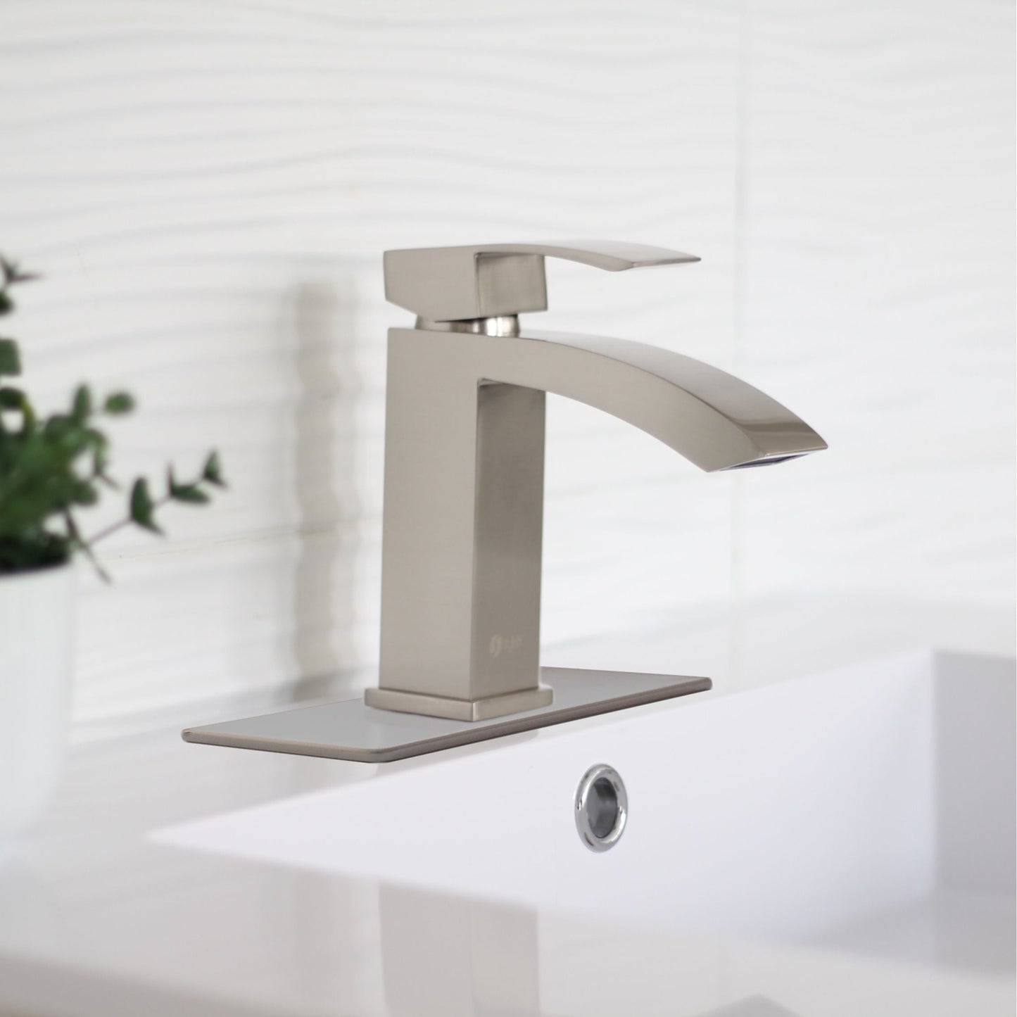 Stylish Single Hole Bathroom Faucet Plate in Brushed Nickel Finish A-801B