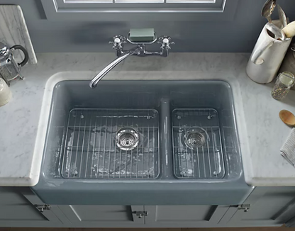 Kohler Whitehaven 35-11/16" X 21-9/16" X 9-5/8" Smart Divide Undermount Double-bowl Large/medium Farmhouse Kitchen Sink With Tall Apron