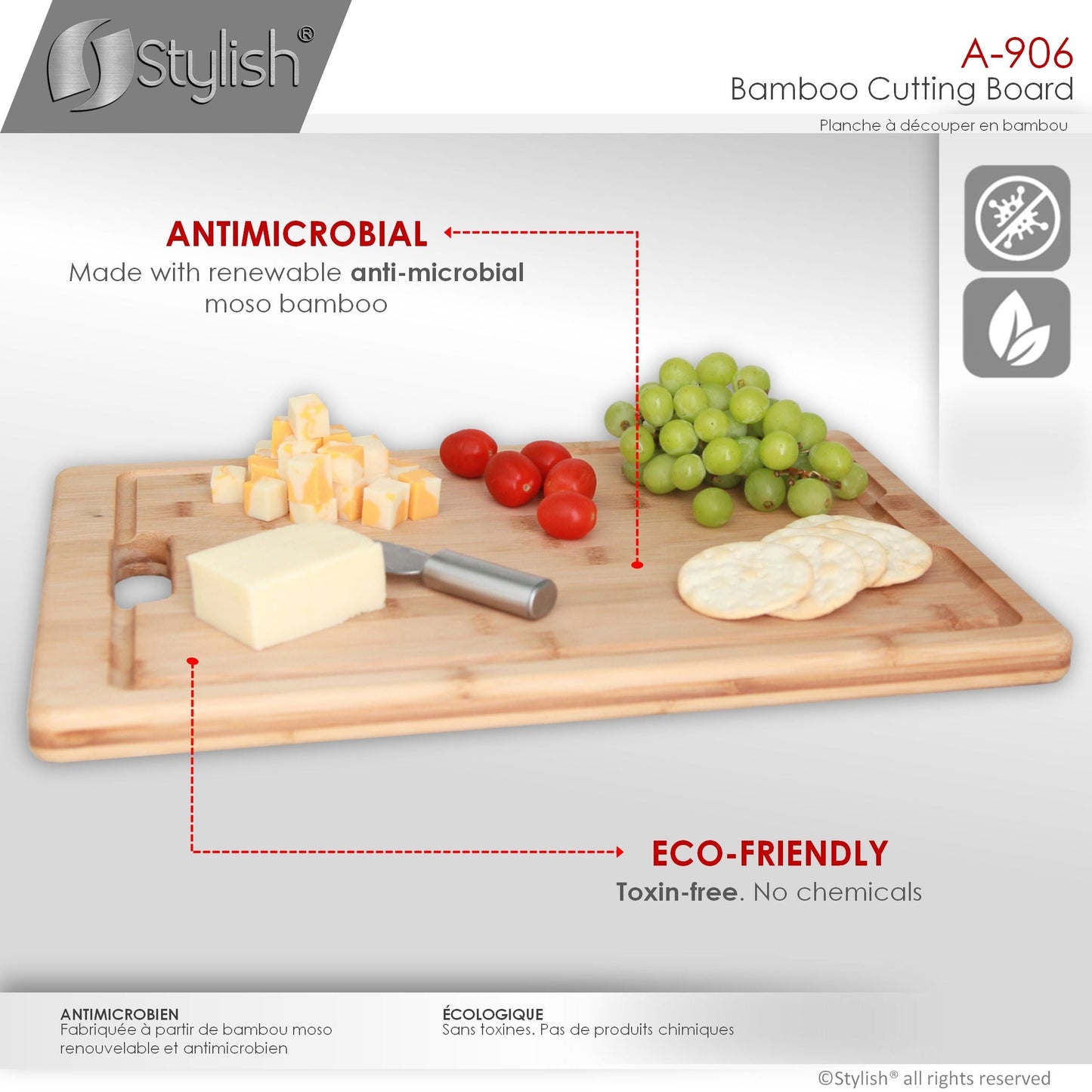 Stylish Stylish 16" Workstation Sink Bamboo Cutting Board A-906