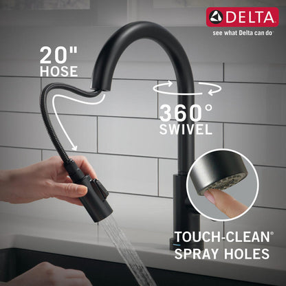 Delta TRINSIC Single Handle Pull-Down Kitchen Faucet with Touch2O Technology- Matte Black