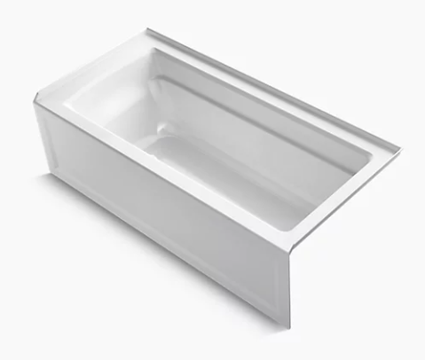 Kohler Archer 66" x 32" three-side integral flange bath with right-hand drain - White