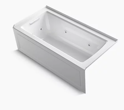 Kohler Archer 60" x 30" alcove whirlpool bath with integral flange and left-hand drain - White