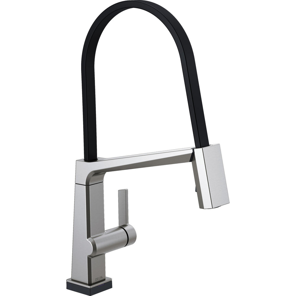 Delta Pivotal Single Handle Exposed Hose Kitchen Faucet With Touch2O Technology