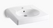Kohler Brenham Wall-mounted or concealed carrier arm mounted commercial bathroom sink with single faucet hole - White