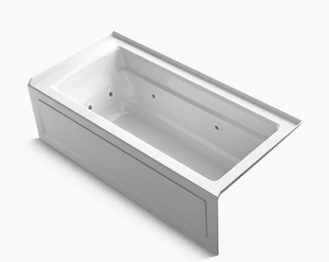 Kohler Archer 66" x 32" integral apron whirlpool with integral flange and right-hand drain - White