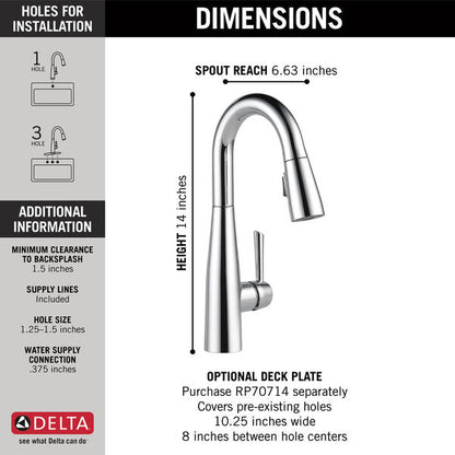 Delta ESSA 14" Single Handle Pull-Down Bar / Prep Faucet