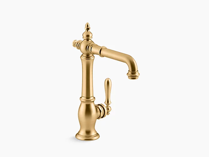 Kohler Artifacts 12" Traditional Bar Sink Faucet Victorian Spout Design Vibrant Brushed Brass