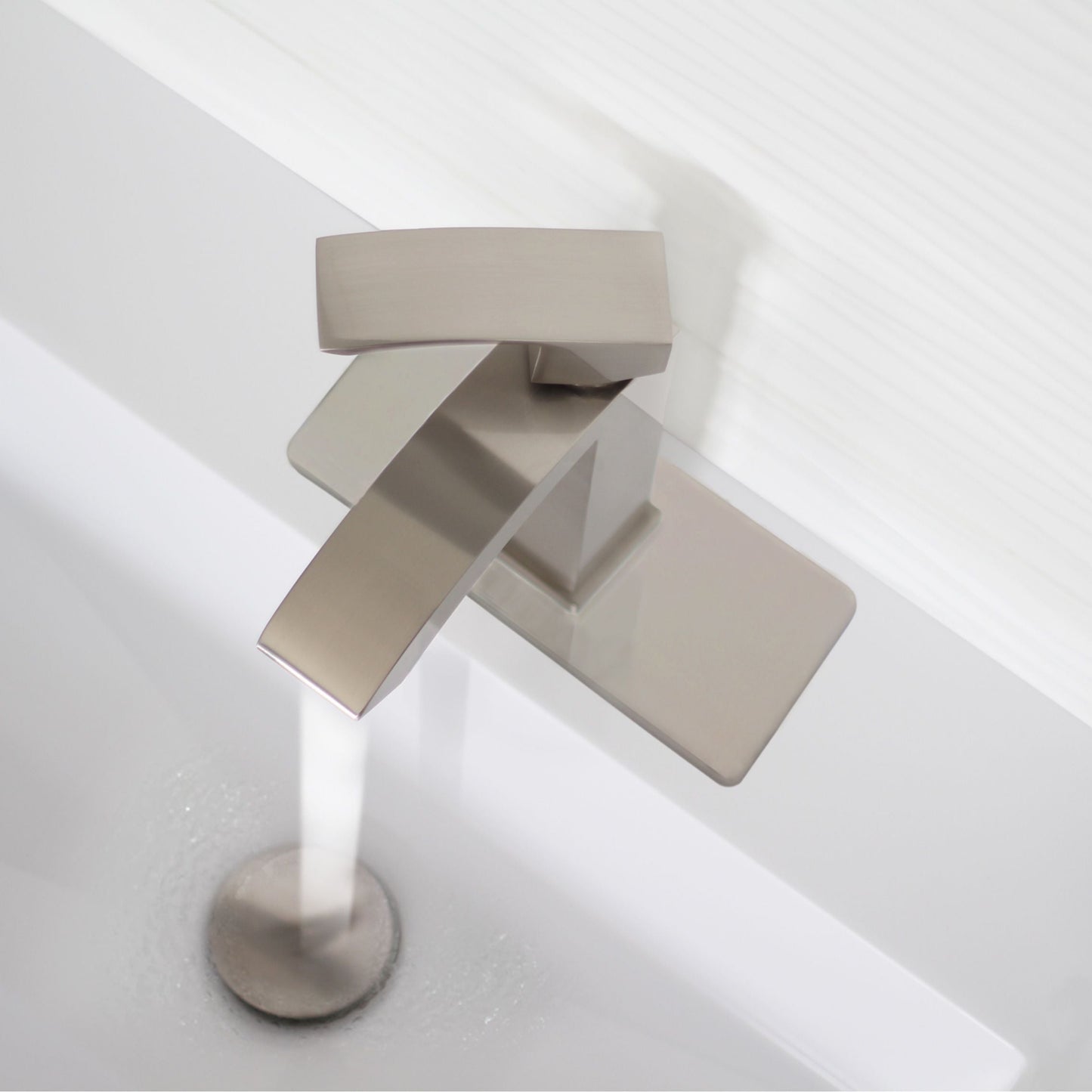 Stylish Single Hole Bathroom Faucet Plate in Brushed Nickel Finish A-801B
