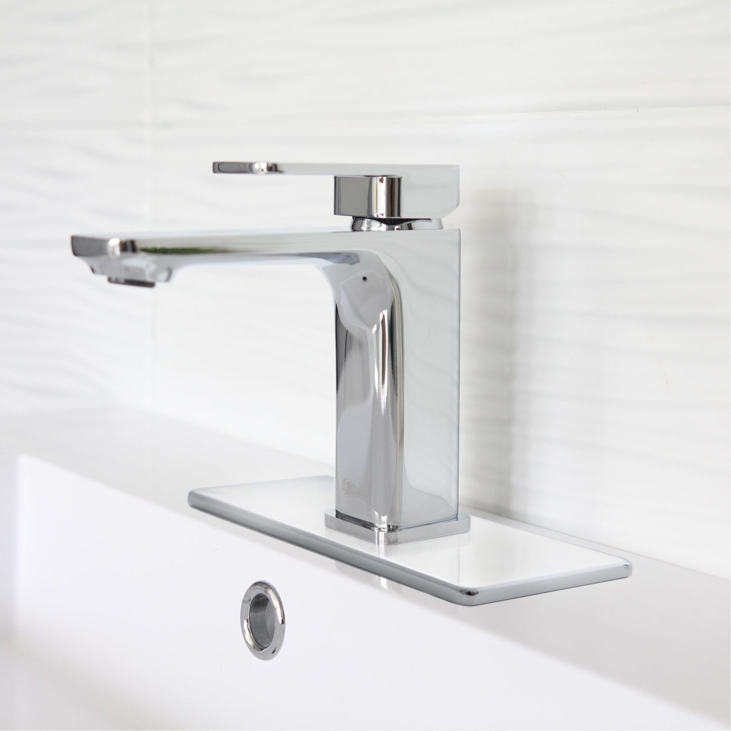 Stylish Single Hole Bathroom Faucet Plate in Polished Chrome Finish A-801C