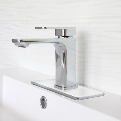 Stylish Single Hole Bathroom Faucet Plate in Polished Chrome Finish A-801C