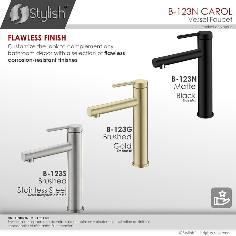Stylish Stylish Carol Bathroom Faucet Single Handle Matte Black Finish B-123N