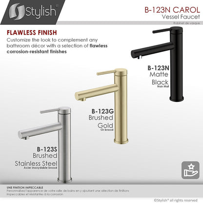Stylish Stylish Carol Bathroom Faucet Single Handle Matte Black Finish B-123N