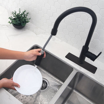 Stylish Kitchen Faucet Plate Hole Cover Deck Plate Escutcheon in Matte Black Finish A-803N