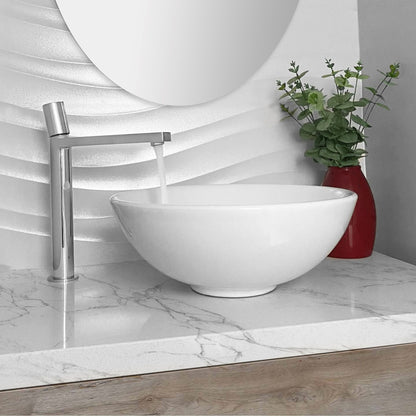 Stylish Showy 16" x 16" White Round Ceramic Vessel Bathroom Sink P-224