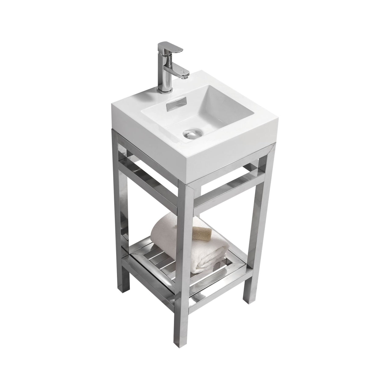 Kube Bath Cisco 16" Stainless Steel Console Bathroom Vanity With White Acrylic Sink