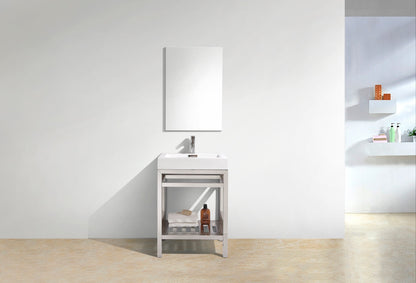 Kube Bath Cisco 24" Stainless Steel Console Bathroom Vanity With White Acrylic Sink