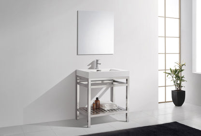 Kube Bath Cisco 30" Stainless Steel Console Bathroom Vanity With White Acrylic Sink