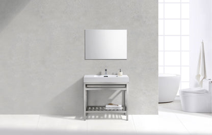 Kube Bath Cisco 36" Stainless Steel Console Bathroom Vanity With White Acrylic Sink