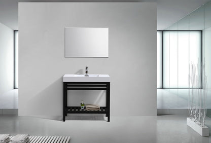 Kube Bath Cisco 36" Stainless Steel Console Bathroom Vanity With White Acrylic Sink