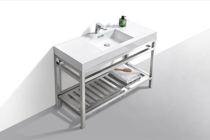 Kube Bath Cisco 48" Stainless Steel Console Bathroom Vanity With White Acrylic Sink
