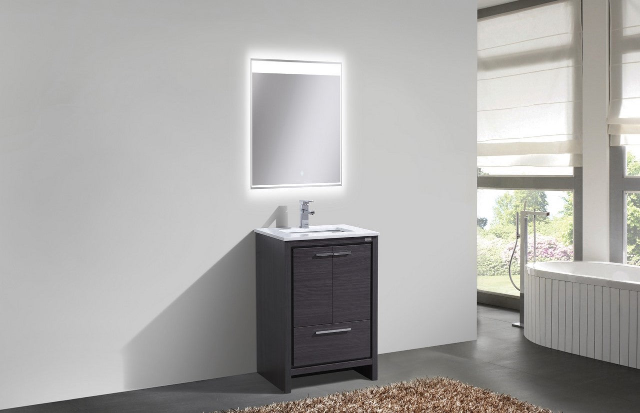 Kube Bath Dolce 24" Floor Mount Bathroom Vanity With White Quartz Countertop With 2 Doors And 1 Drawer