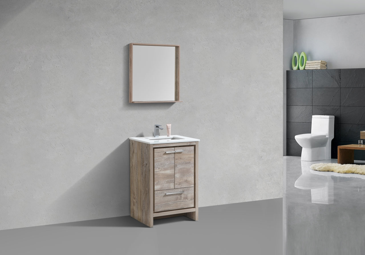 Kube Bath Dolce 24" Floor Mount Bathroom Vanity With White Quartz Countertop With 2 Doors And 1 Drawer