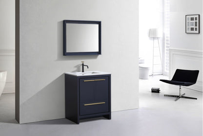 Kube Bath Dolce 30" Floor Mount Bathroom Vanity With White Quartz Countertop With 2 Doors And 1 Drawer