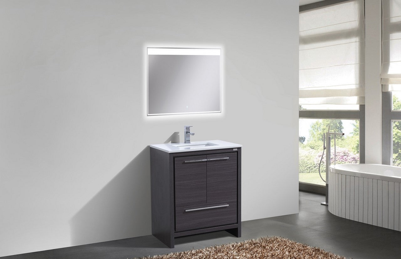 Kube Bath Dolce 30" Floor Mount Bathroom Vanity With White Quartz Countertop With 2 Doors And 1 Drawer