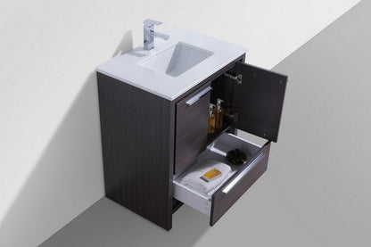 Kube Bath Dolce 30" Floor Mount Bathroom Vanity With White Quartz Countertop With 2 Doors And 1 Drawer