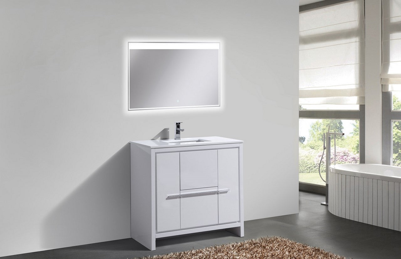 Kube Bath Dolce 36" Floor Mount Bathroom Vanity With Quartz Countertop With 2 Doors And 2 Drawers