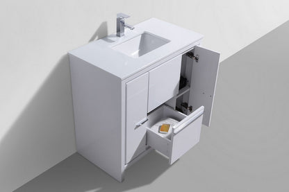 Kube Bath Dolce 36" Floor Mount Bathroom Vanity With Quartz Countertop With 2 Doors And 2 Drawers