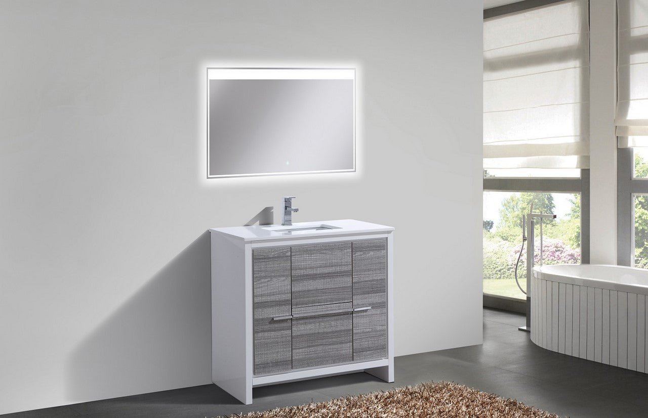 Kube Bath Dolce 36" Floor Mount Bathroom Vanity With Quartz Countertop With 2 Doors And 2 Drawers