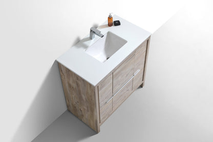 Kube Bath Dolce 36" Floor Mount Bathroom Vanity With Quartz Countertop With 2 Doors And 2 Drawers