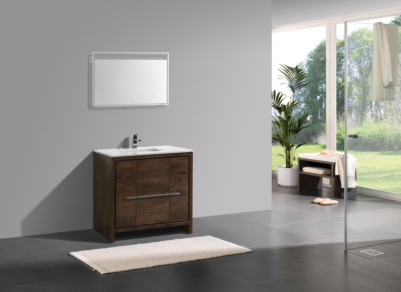 Kube Bath Dolce 36" Floor Mount Bathroom Vanity With Quartz Countertop With 2 Doors And 2 Drawers