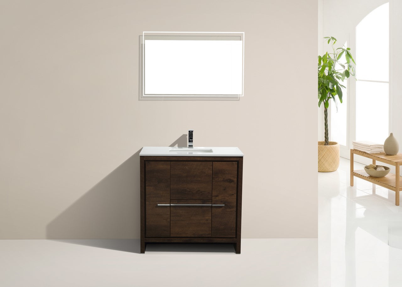 Kube Bath Dolce 36" Floor Mount Bathroom Vanity With Quartz Countertop With 2 Doors And 2 Drawers