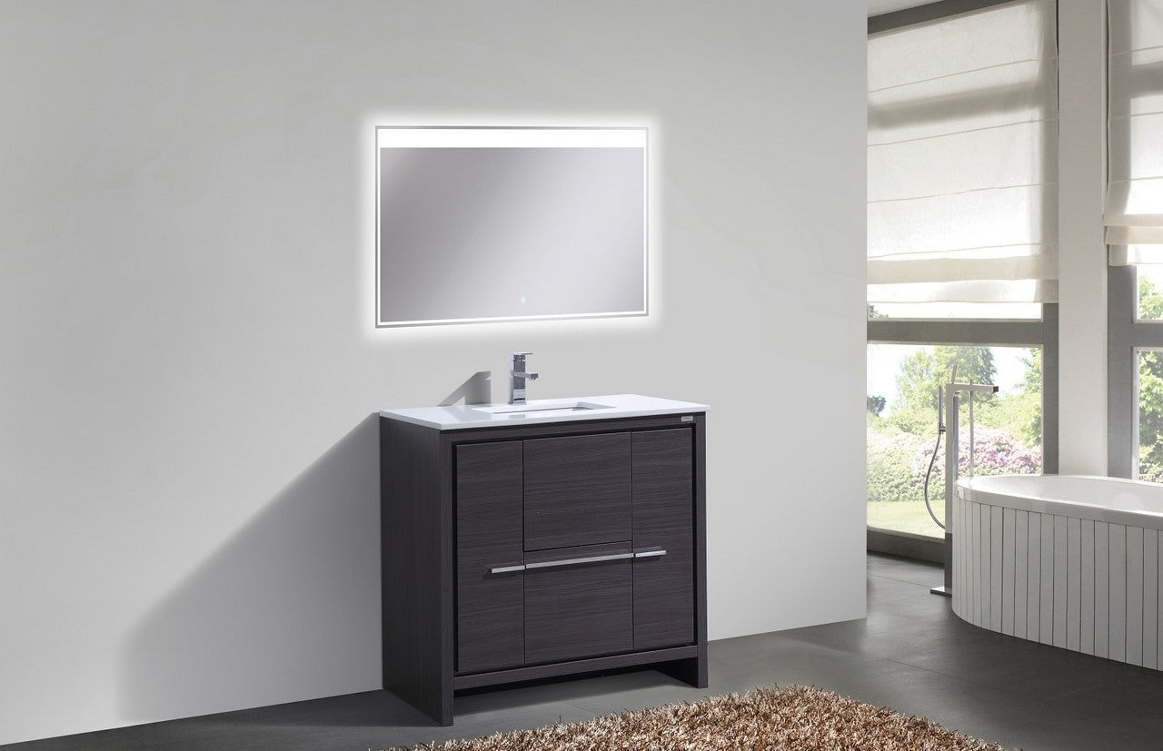 Kube Bath Dolce 36" Floor Mount Bathroom Vanity With Quartz Countertop With 2 Doors And 2 Drawers